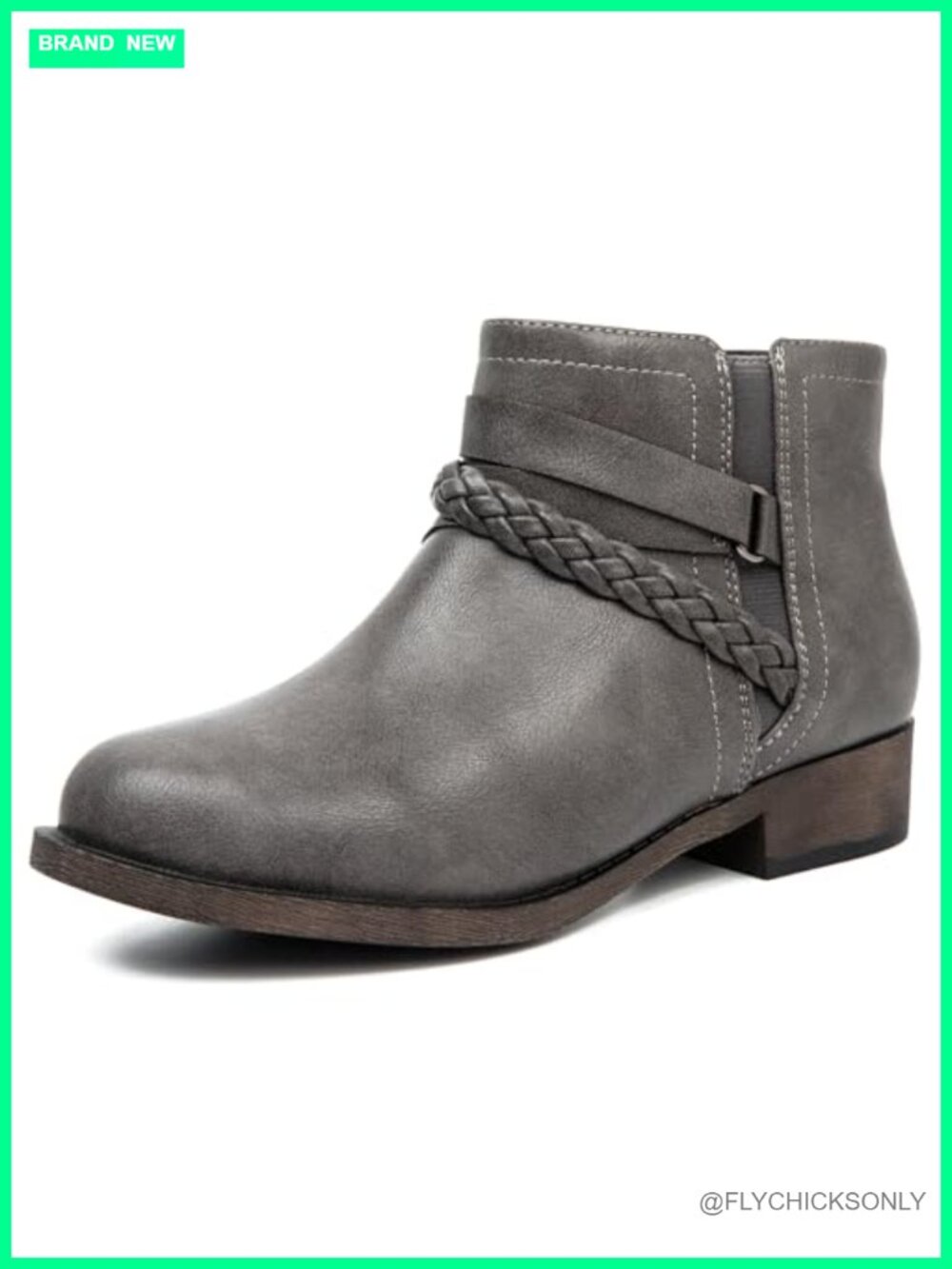 Women's Faux Leather Ankle Boots Round Toe Low Block Heel Zip Booties